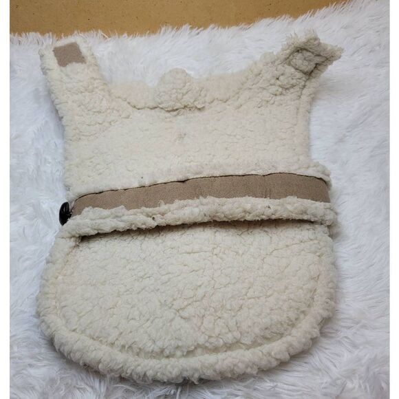 Friends Forever Faux Tan Suede & Cream Sheerling Dog Jacket- Size M - Picture 6 of 8